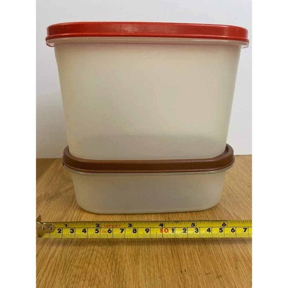 Tupperware Modular Mates Oval‎ Containers Set 2 Red Brown Good 1616-2 1616-8